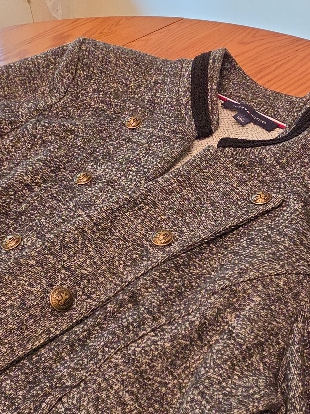 Tommy Hilfiger Women’s Size L Gray Double-Breasted Button-Front Lined Jacket - Picture 3 of 8